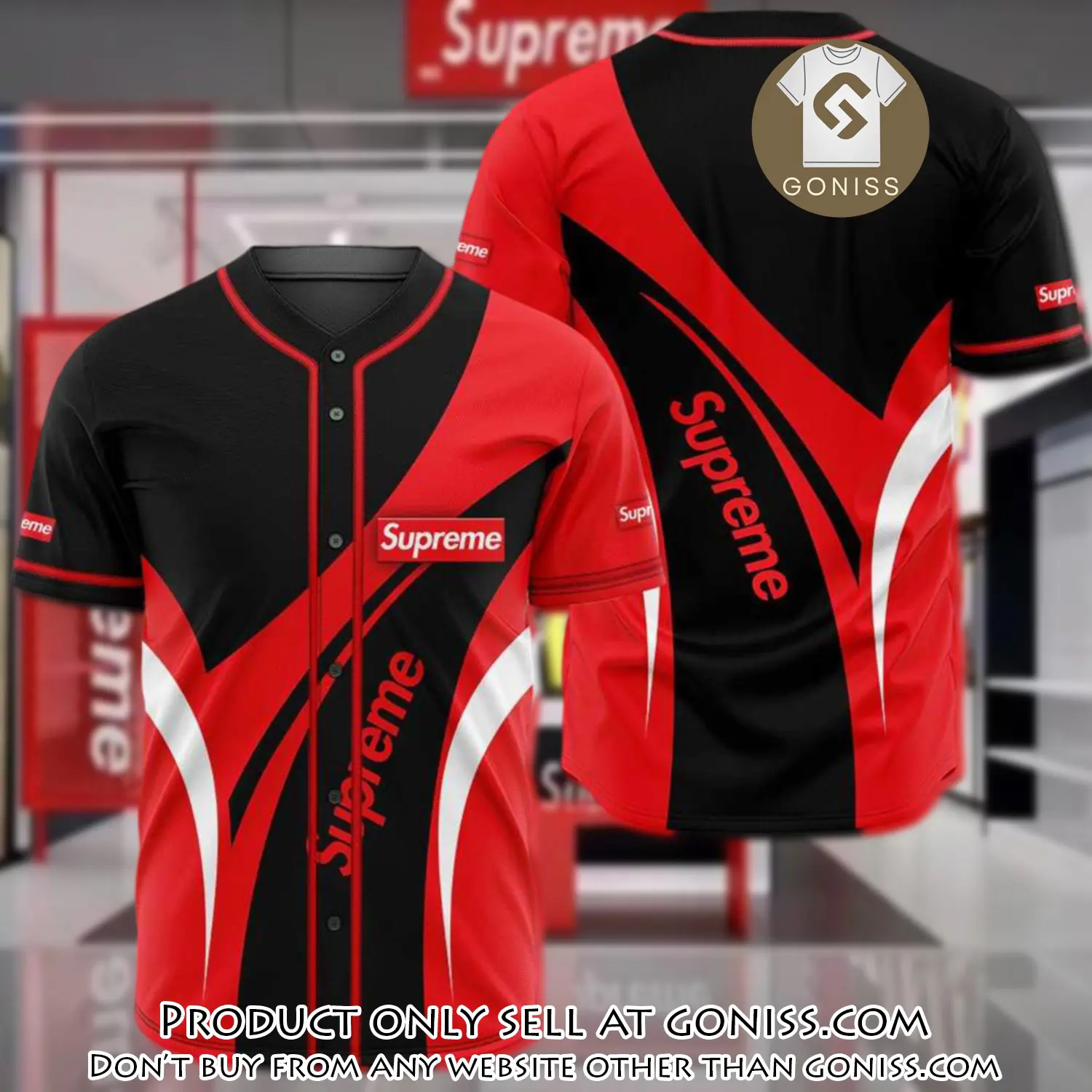 Supreme black red baseball jersey shirt luxury bjs1238 gn5230360